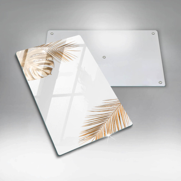 Placă din sticla protectie perete Frunze aurii