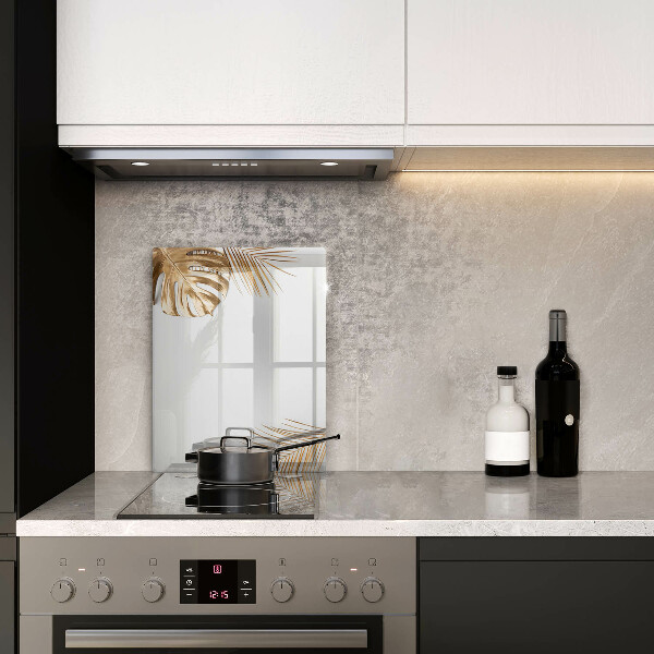 Placă din sticla protectie perete Frunze aurii