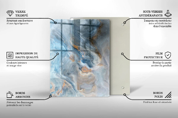 Placă din sticla protectie perete Textura marmură