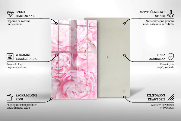 Placă din sticla protectie perete Bujori delicati