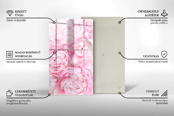 Placă din sticla protectie perete Bujori delicati