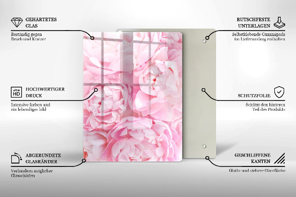 Placă din sticla protectie perete Bujori delicati