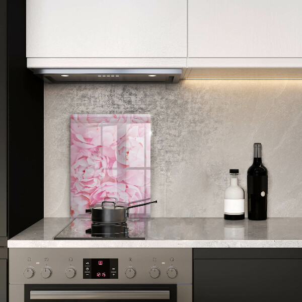 Placă din sticla protectie perete Bujori delicati