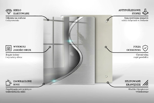 Placă din sticla protectie perete Metal argintiu abstract