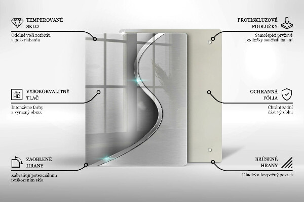 Placă din sticla protectie perete Metal argintiu abstract