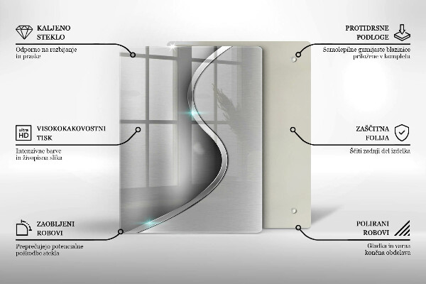 Placă din sticla protectie perete Metal argintiu abstract