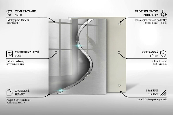 Placă din sticla protectie perete Metal argintiu abstract