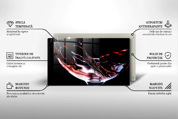 Placă sticla protectie aragaz Un pahar de vin roșu