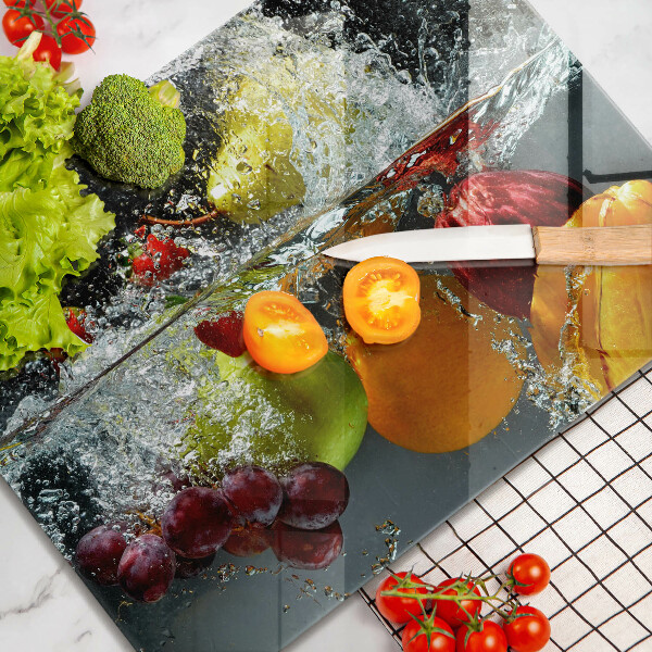 Placă sticla protectie aragaz Fructe suculente în apă