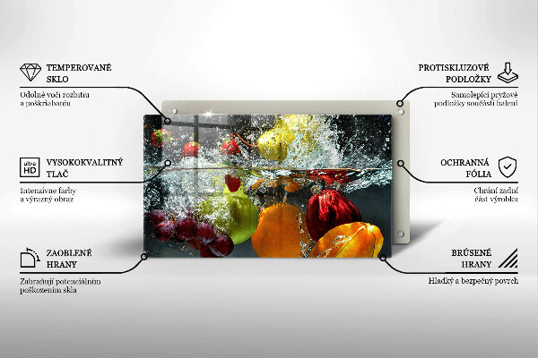 Placă sticla protectie aragaz Fructe suculente în apă