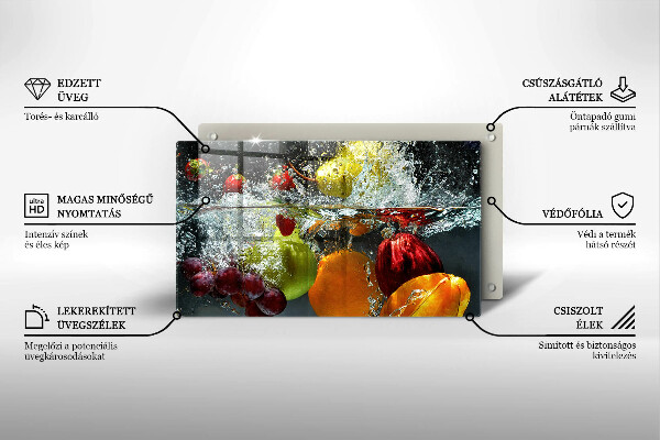 Placă sticla protectie aragaz Fructe suculente în apă