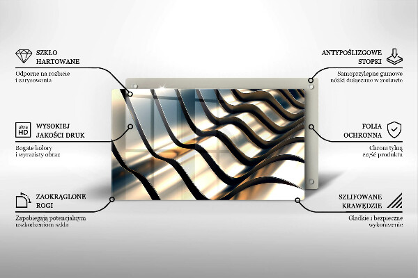 Placă sticla protectie aragaz Forme metalice 3d