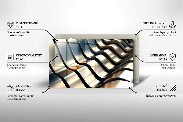 Placă sticla protectie aragaz Forme metalice 3d