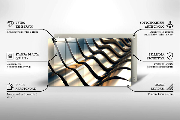 Placă sticla protectie aragaz Forme metalice 3d