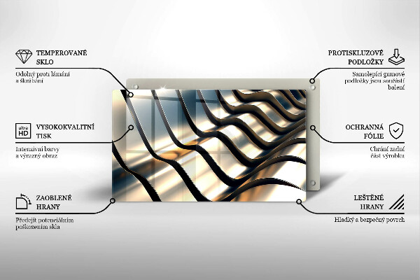 Placă sticla protectie aragaz Forme metalice 3d