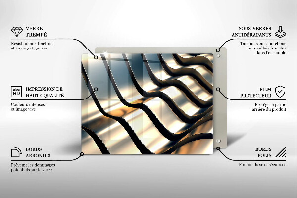 Placă sticla protectie aragaz Forme metalice 3d