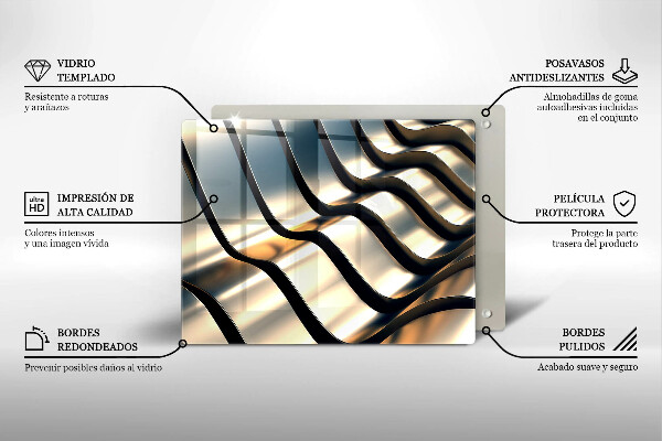 Placă sticla protectie aragaz Forme metalice 3d