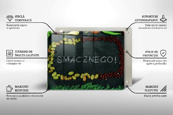 Placă sticla protectie aragaz Smacznego!