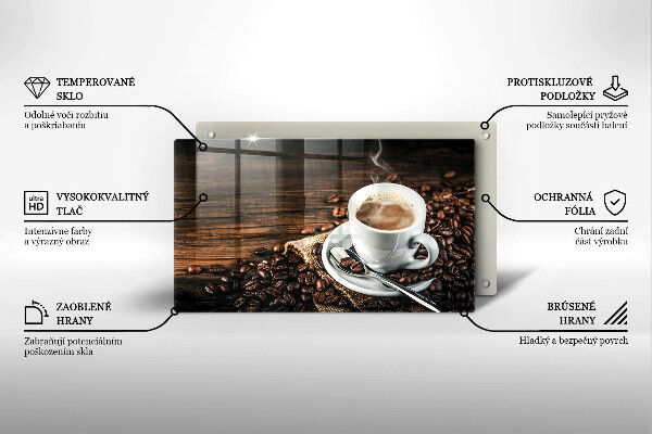 Placă protecție plita Ceașcă și boabe de cafea