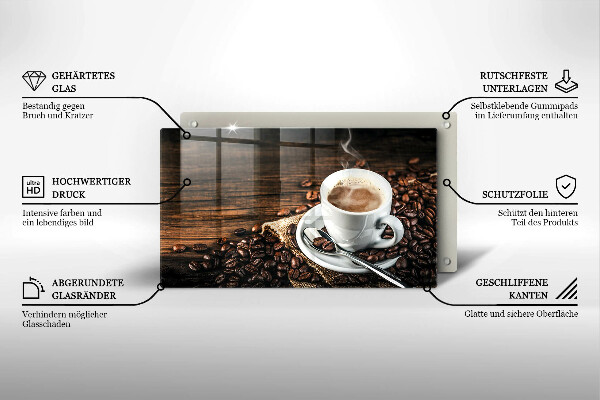 Placă protecție plita Ceașcă și boabe de cafea