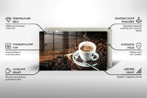 Placă protecție plita Ceașcă și boabe de cafea