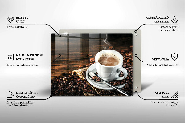 Placă protecție plita Ceașcă și boabe de cafea