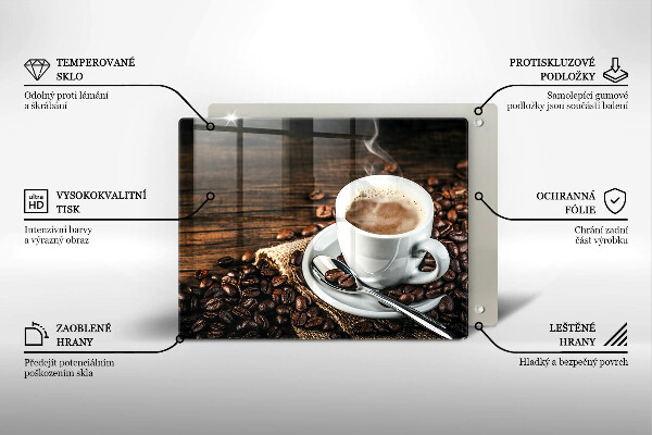 Placă protecție plita Ceașcă și boabe de cafea