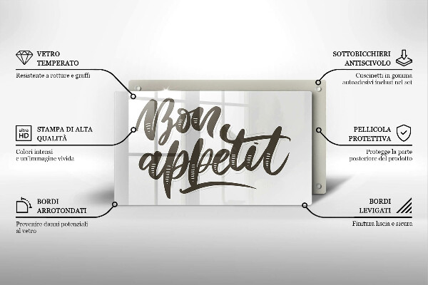 Placă protecție plita Nápis bon appetit
