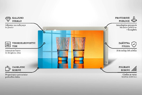 Placă protecție plita Două pahare cu apă