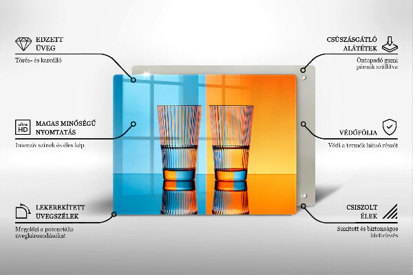 Placă protecție plita Două pahare cu apă