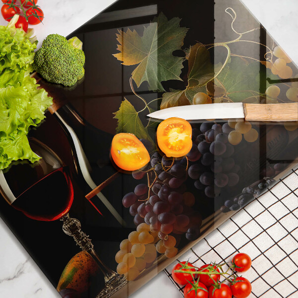 Placă protecție plita Pahar de vin și struguri