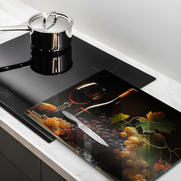 Placă protecție plita Pahar de vin și struguri