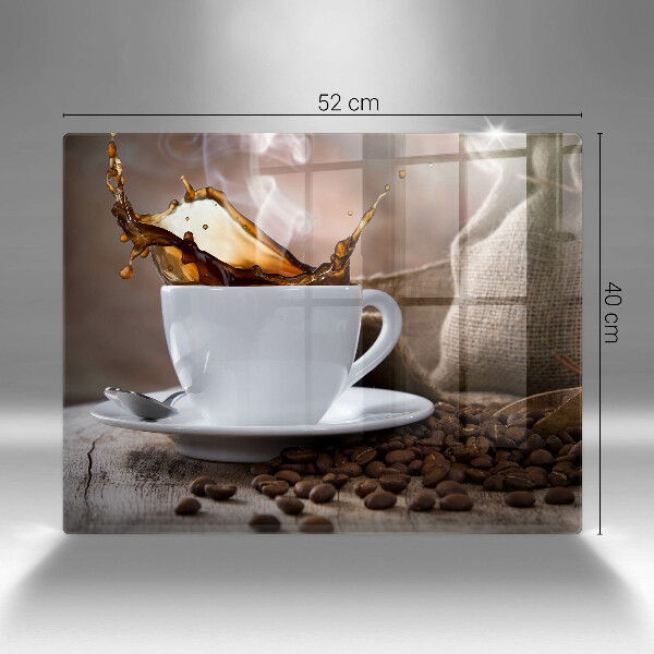 Placă sticla protectie aragaz Ceașcă și boabe de cafea