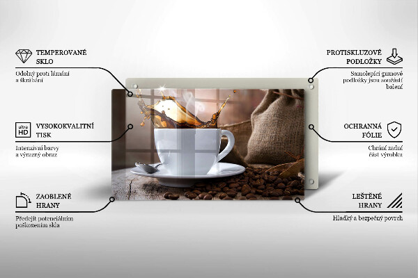 Placă sticla protectie aragaz Ceașcă și boabe de cafea