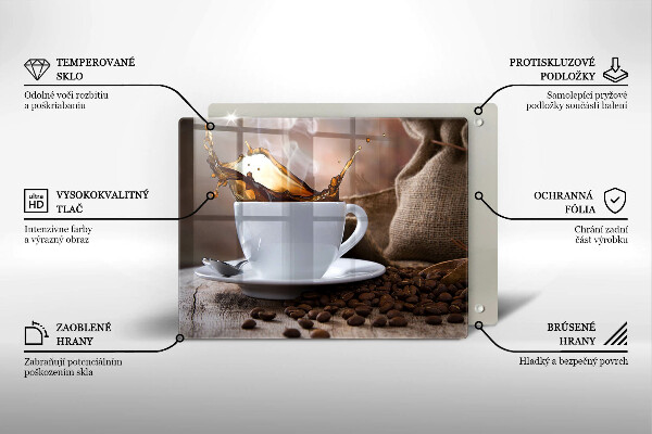 Placă sticla protectie aragaz Ceașcă și boabe de cafea