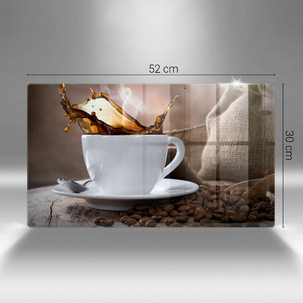 Placă sticla protectie aragaz Ceașcă și boabe de cafea