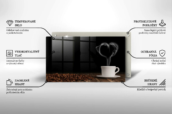 Placă sticla protectie aragaz Inimă de ceașcă de cafea