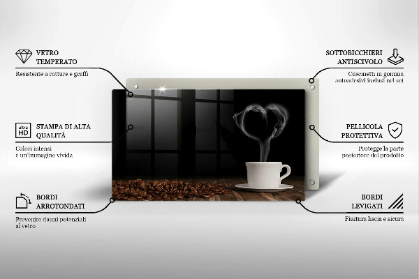 Placă sticla protectie aragaz Inimă de ceașcă de cafea