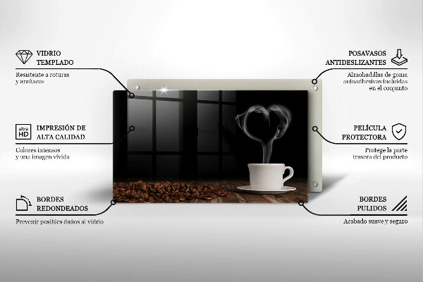 Placă sticla protectie aragaz Inimă de ceașcă de cafea