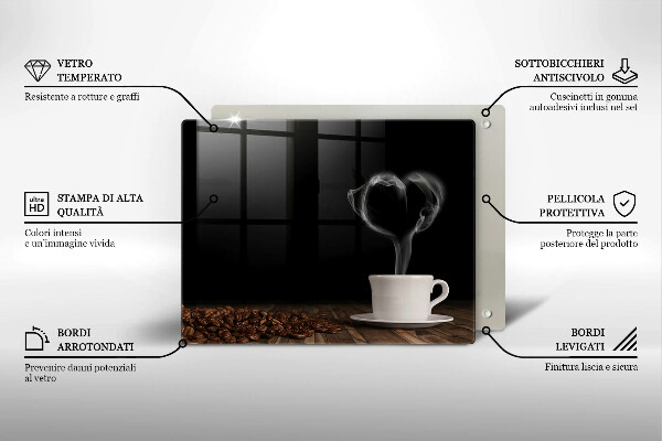 Placă sticla protectie aragaz Inimă de ceașcă de cafea