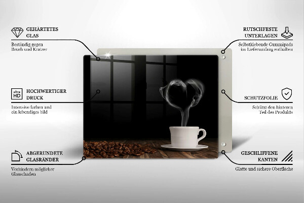 Placă sticla protectie aragaz Inimă de ceașcă de cafea