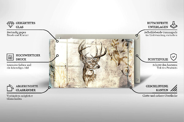 Placă sticla protectie aragaz Ilustrație de animale de cerb