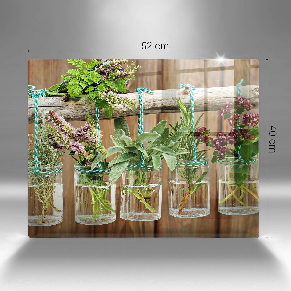 Placă sticla protectie aragaz Ierburi plante vintage