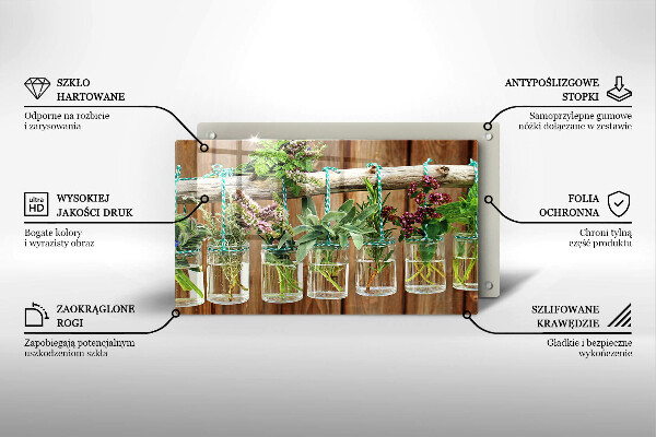 Placă sticla protectie aragaz Ierburi plante vintage