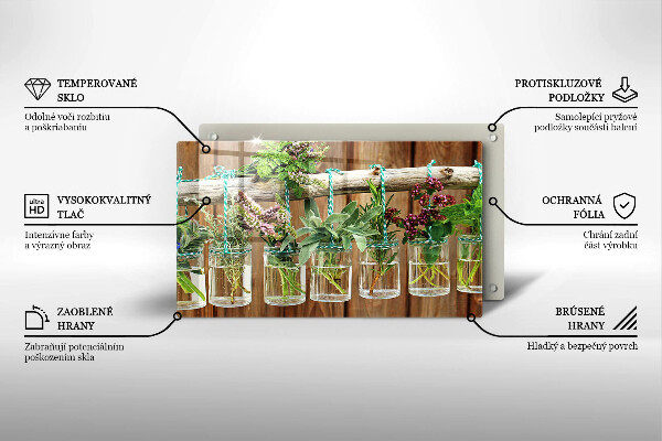 Placă sticla protectie aragaz Ierburi plante vintage