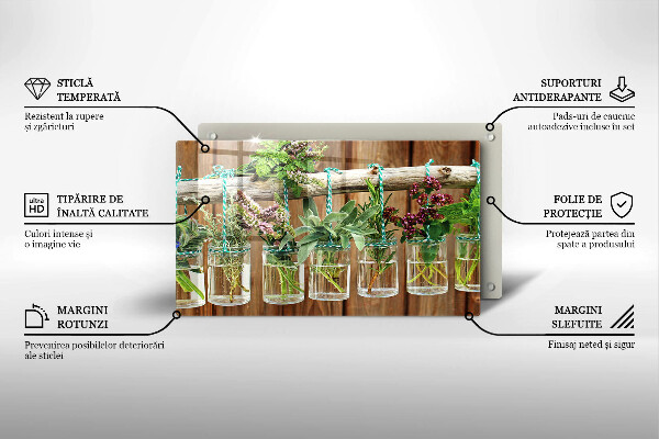 Placă sticla protectie aragaz Ierburi plante vintage