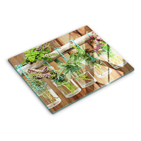 Placă sticla protectie aragaz Ierburi plante vintage
