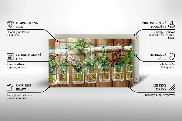 Placă sticla protectie aragaz Ierburi plante vintage