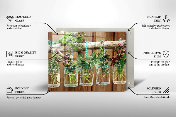 Placă sticla protectie aragaz Ierburi plante vintage