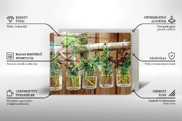 Placă sticla protectie aragaz Ierburi plante vintage